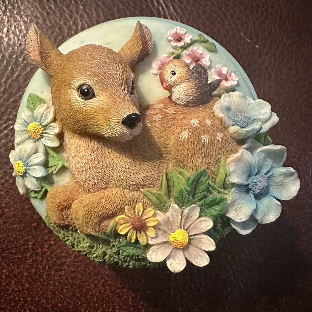 Trinket Box Deer Westland giftware national wildlife federation girodano art1998